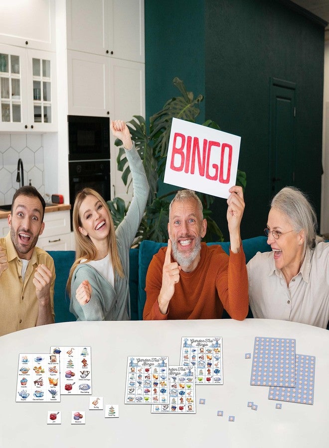 KFNER Garden Tea Bingo Game - Tea Party Bingo Card - 24 Players Bingo Game Set Indoor Outdoor Activities - Tea Party, Bridal Shower, Birthday Party Favors Supplies -A05 - Image 4